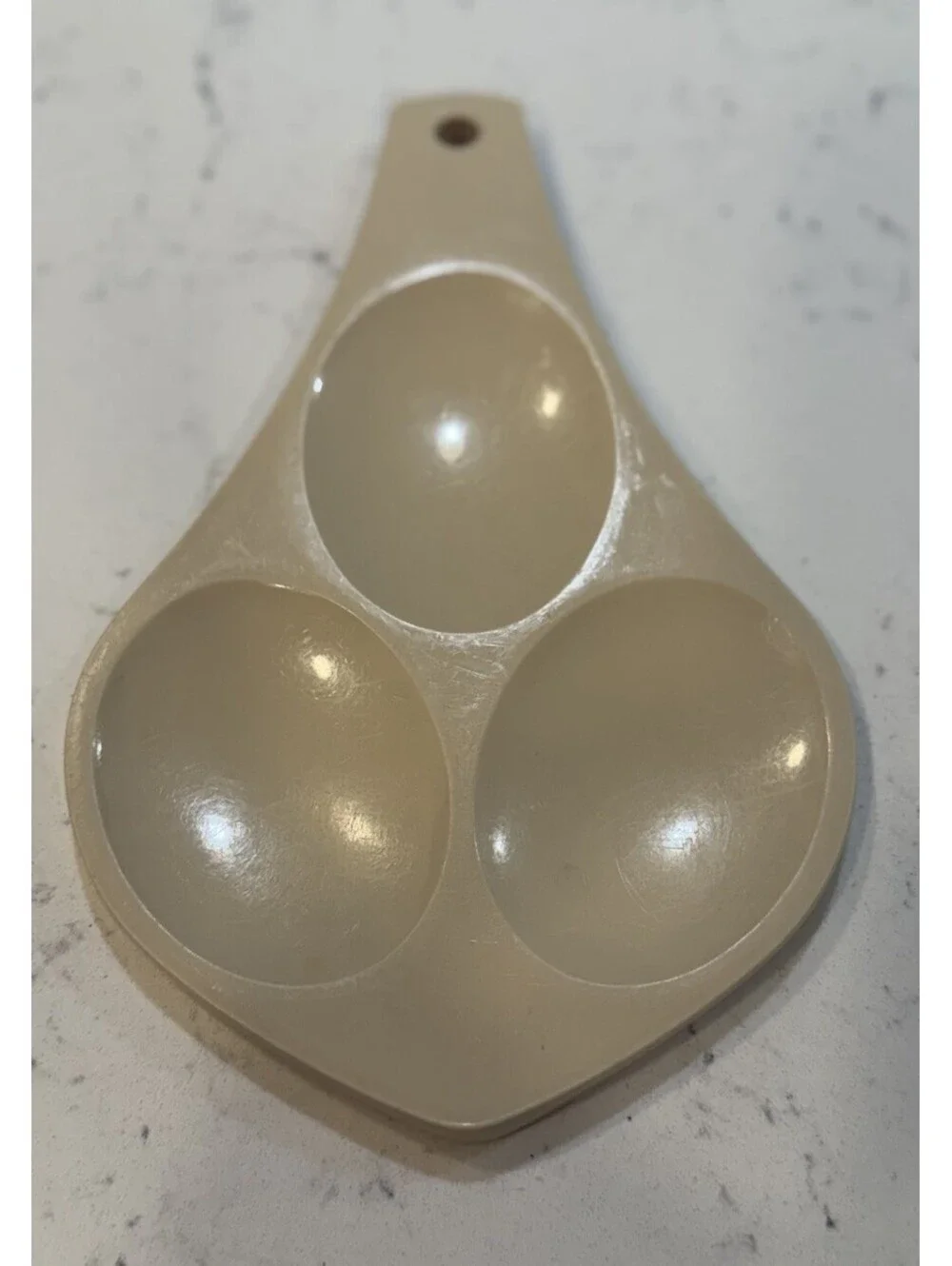 Ekco Vintage Spoon Utensil Rest- Cream Bisque Almond- Triple Spot - Made In USA